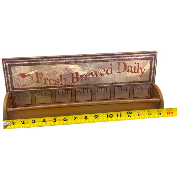 Vintage Style Coffee Weekly “Fresh Brewed Daily” Brown Shelf - Picture 4 of 6
